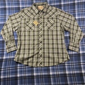 Wrangler Western Fashion Snap Shirt Mens XL Green Plaid Pearl Snap WM955GN